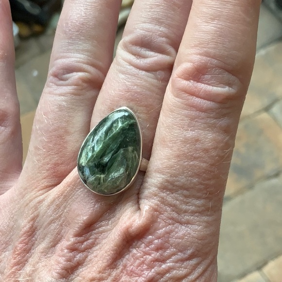NATURAL SERAPHINITE 925 STERLING SILVER RING, SIZE 8.25 - Picture 9 of 11